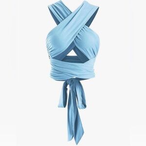 ZAFUL Ribbed Halter Crop Top, Tie Top